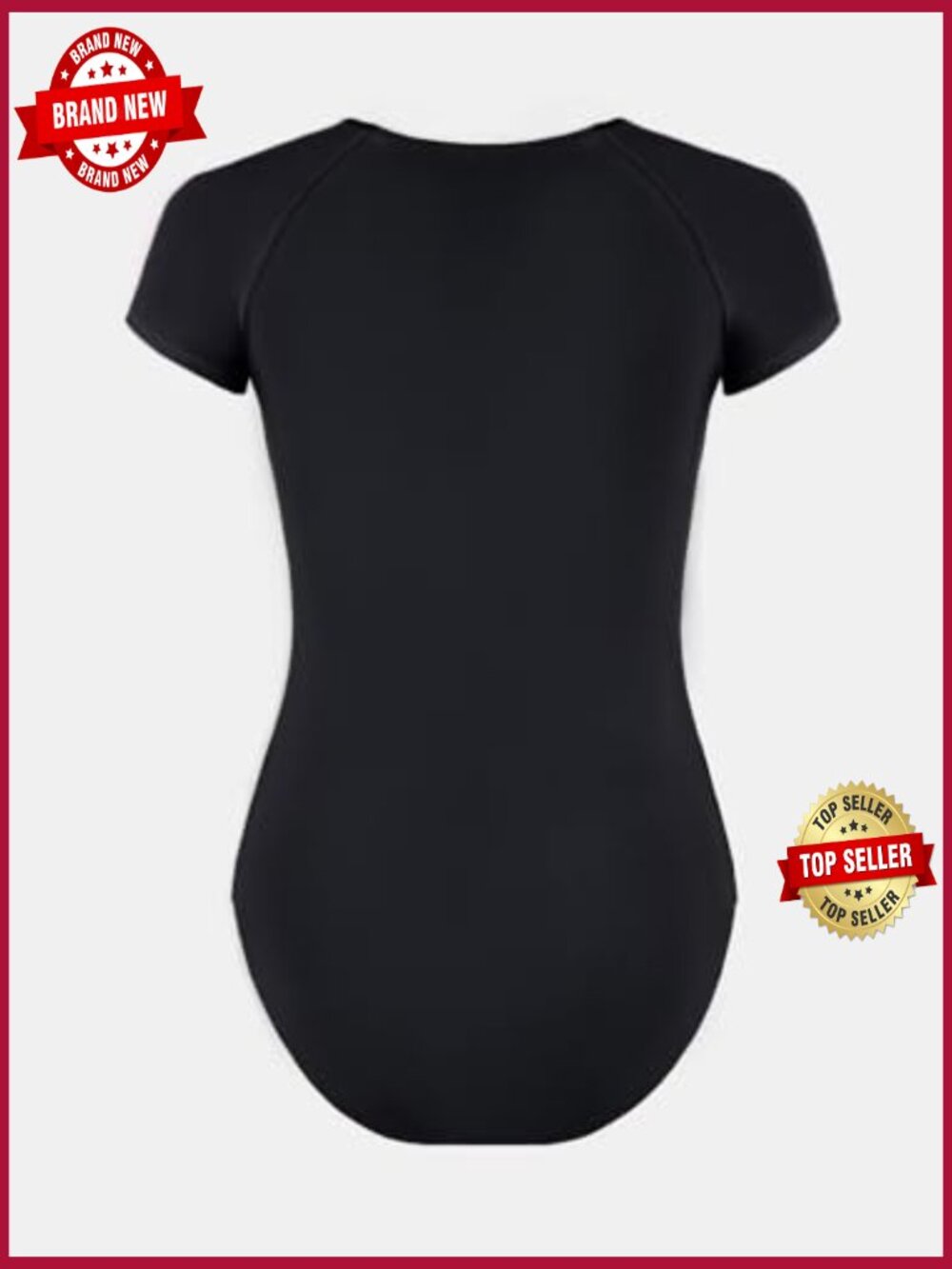Mock Neck Zip Front Short Sleeve One Piece Swimsuit - Picture 5 of 7